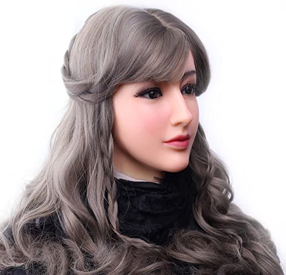 Realistic Female Silicone Head Mask - Handmade Soft 3G Face Mask for Crossdresser & Transgender Costume Disguise (No.2) | Perfect for Cosplay, Halloween, and Theatrical Performances
