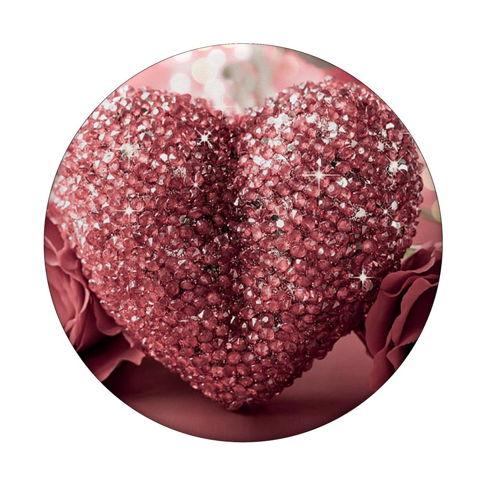 Rose Gold PopSocket Phone Grip with Heart Design - Secure & Adjustable Stand for Smartphones - Perfect for Selfies, Video Calls, and Hands-Free Use