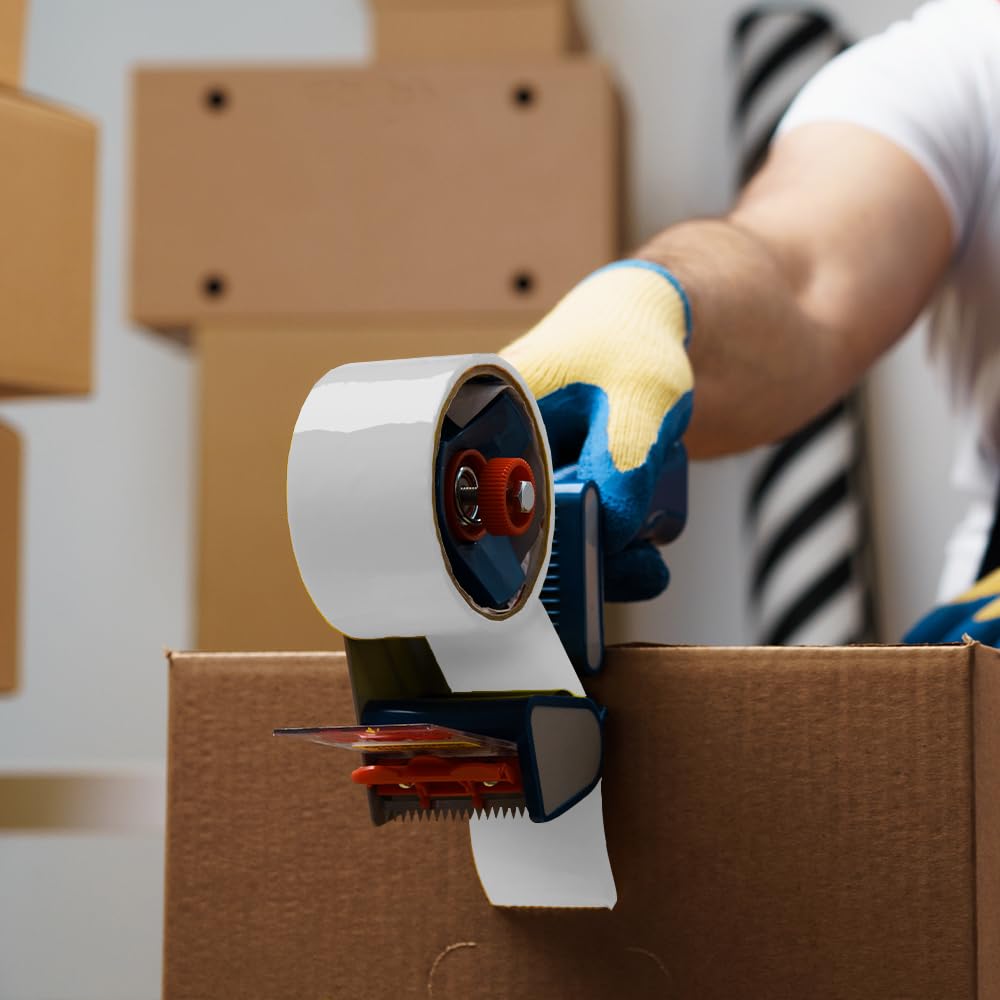 PSBM White Packing Tape 2 Inch x 110 Yards (72 Pack) - Colored Dispenser Refill Tape for Moving, Storage & Shipping | Heavy Duty Packaging Supplies for Home, Office & Warehouse Organization
