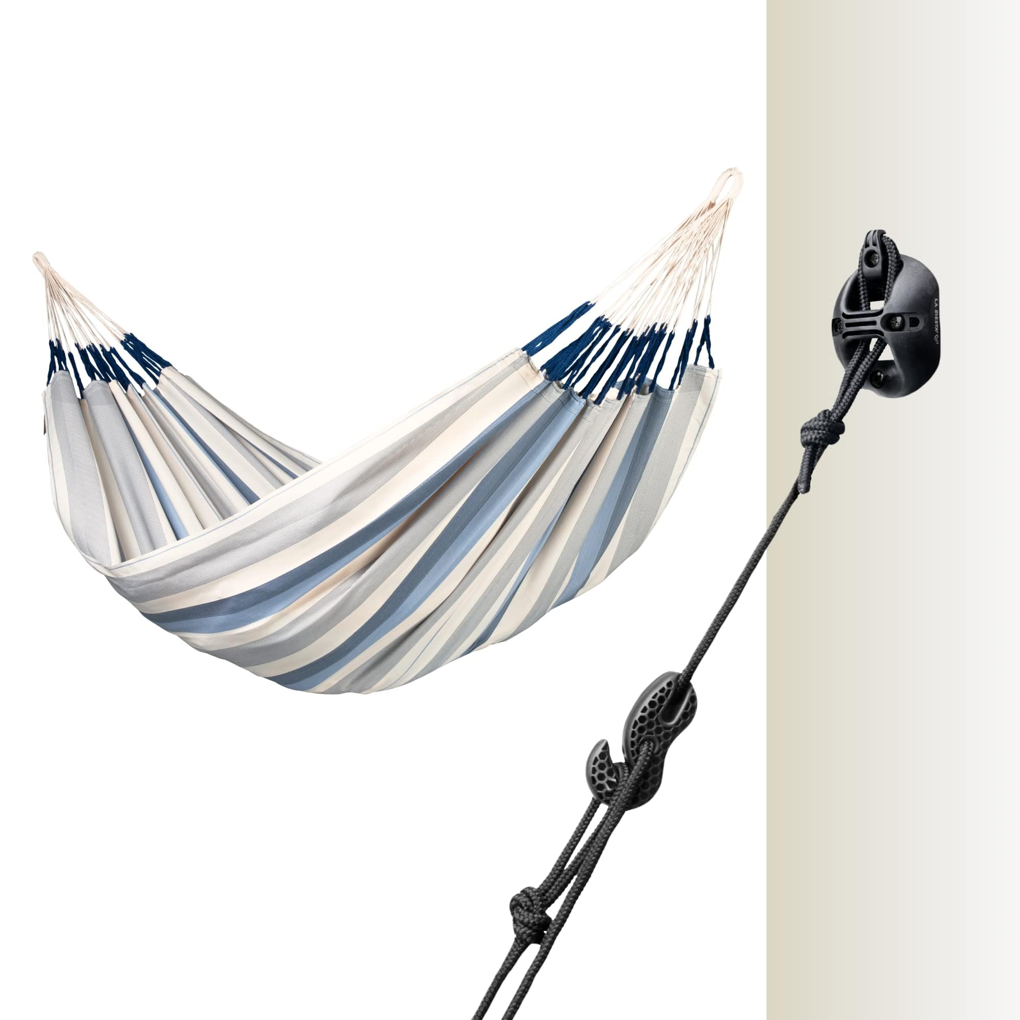 LA SIESTA® Large Double Brisa Classic Hammock with CasaMount Suspension Kit - Weather Resistant Indoor/Outdoor Hammock Swing for Walls, Ceilings & Beams - Portable 2-Person Hammock in Sea Salt - Perfect for Backyard Relaxation, Patio Lounging and Camping Trips