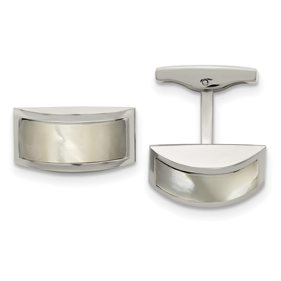 Premium Polished Stainless Steel Cat's Eye Cufflinks for Men - 19x11mm Wide Elegant Dress Accessories - Perfect for Weddings, Business Meetings & Formal Events