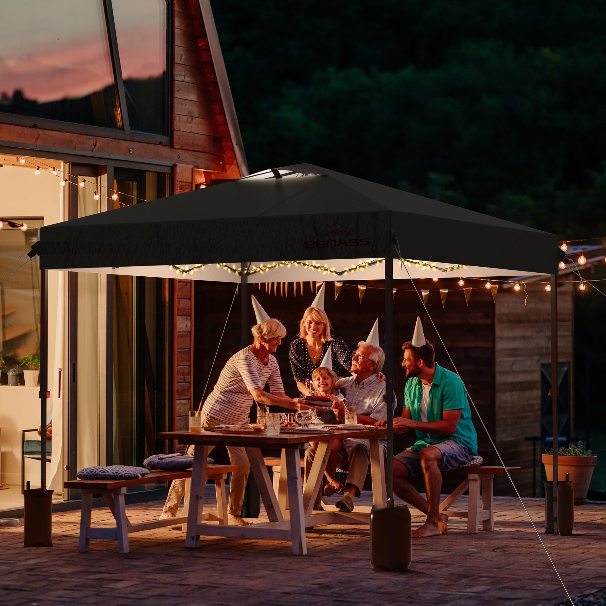 10x10 Pop Up Canopy Tent with Removable Sidewalls - Heavy Duty Instant Shelter for Outdoor Events, Parties, Camping & Backyard Gatherings - Easy One-Person Setup in Black