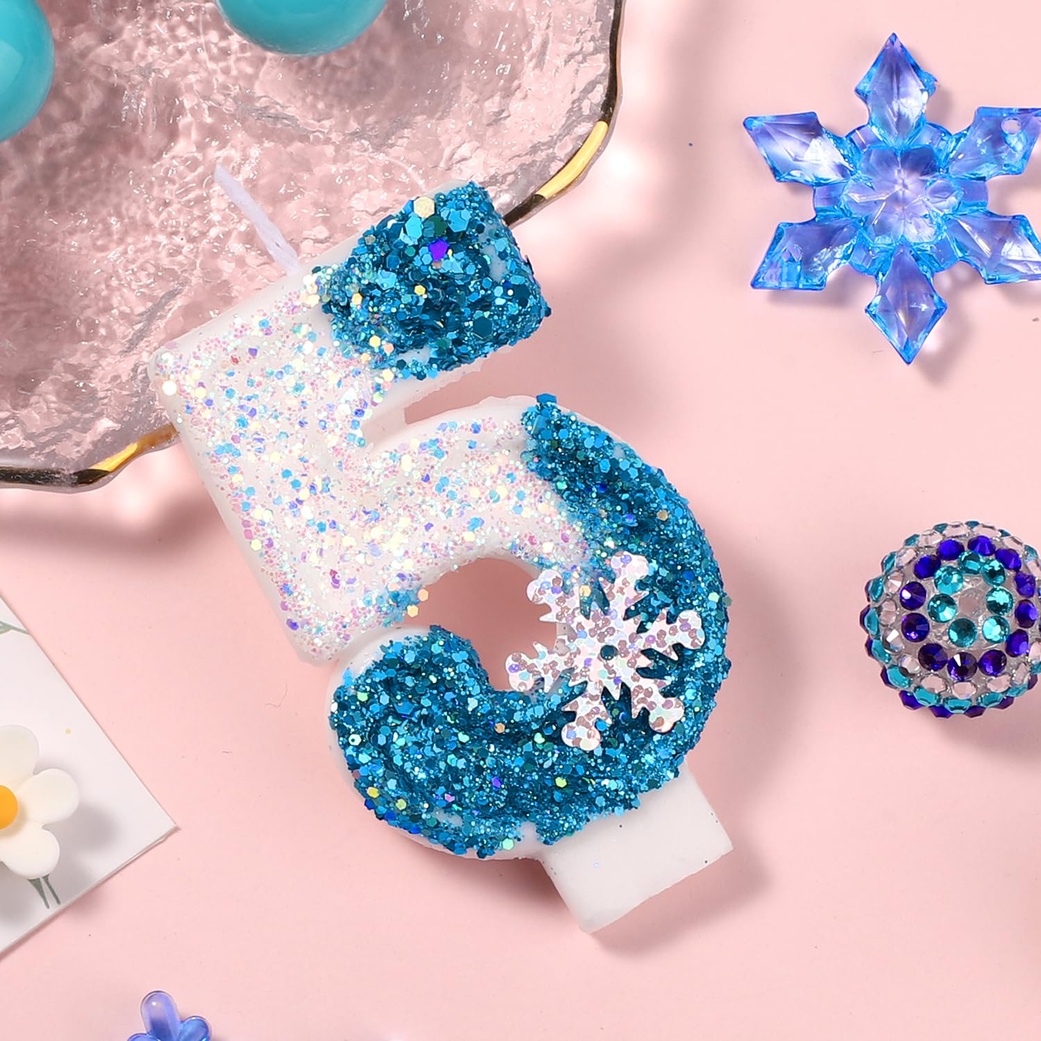 Frozen 0-9 Snowflake Candles for Birthday Wedding Cake Decor
