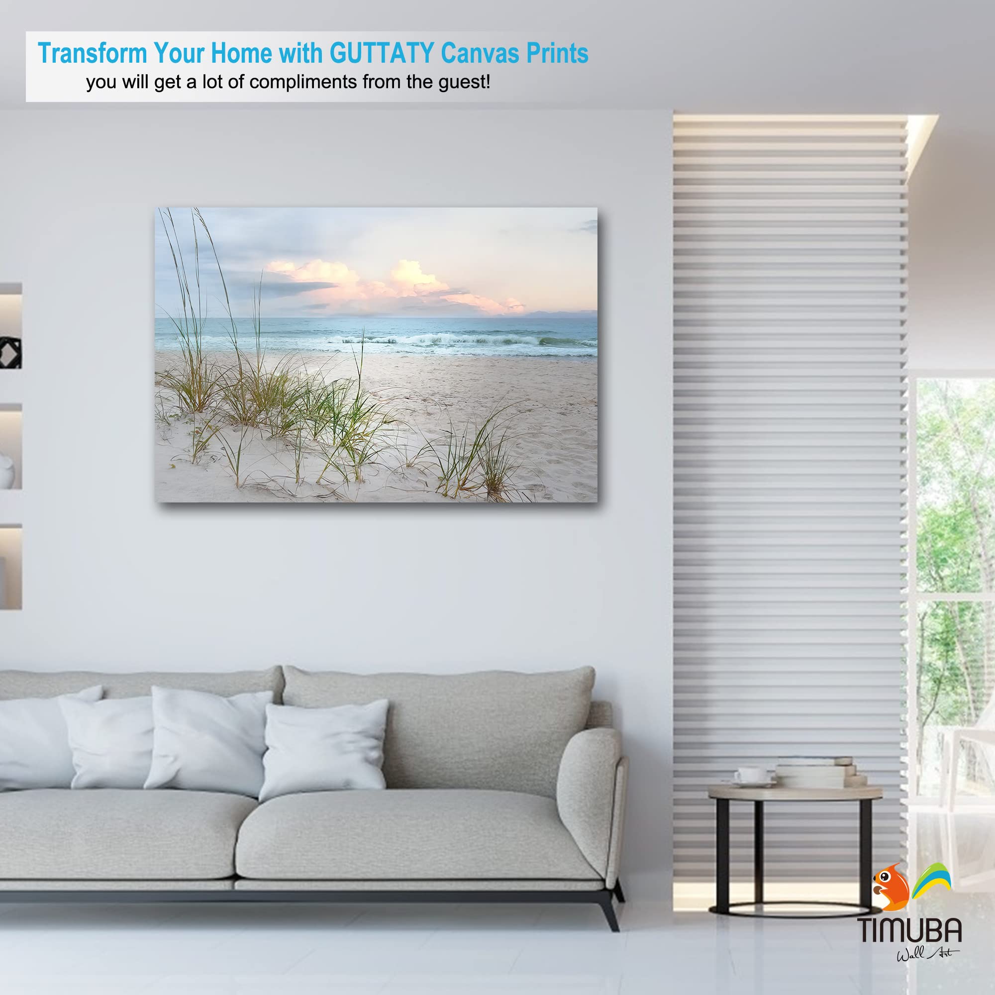 TIMUBA Beach Canvas Wall Art - 32x48 Inch Coastal Landscape Painting for Living Room & Bathroom Decor | Ocean Scenery Wall Art for Home & Office Decoration | Perfect for Beach House, Vacation Rental & Coastal Themed Spaces