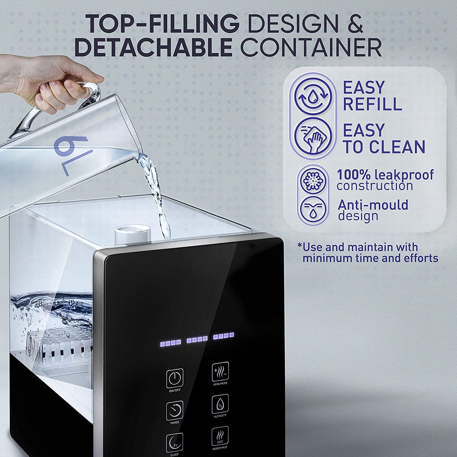 6L Top Fill Cool & Warm Mist Humidifier for Large Rooms - Ultrasonic Air Humidifier with Essential Oil Diffuser | Quiet Operation for Bedroom, Living Room, Baby Nursery | Helps Relieve Asthma & Allergies | Perfect for Dry Air Relief in Winter and Allergy Season