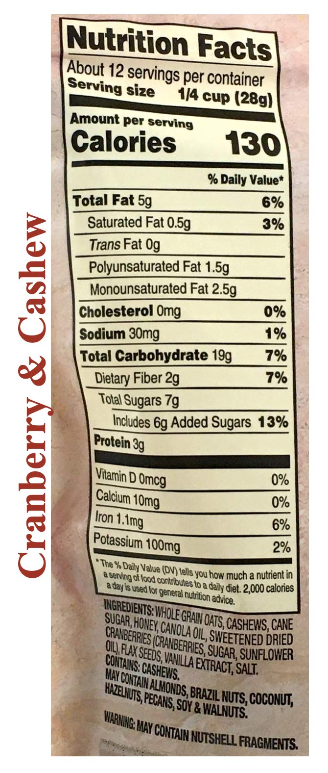 Gluten Free Certified Honey Granola - 2 Pack (12oz Each) | 100% Whole Grain, Non-GMO, Wheat Free, Cholesterol Free | Cranberry Cashew & Raisin Almond Flavors | Healthy Breakfast, Snacks for Hiking, Office, School Lunch