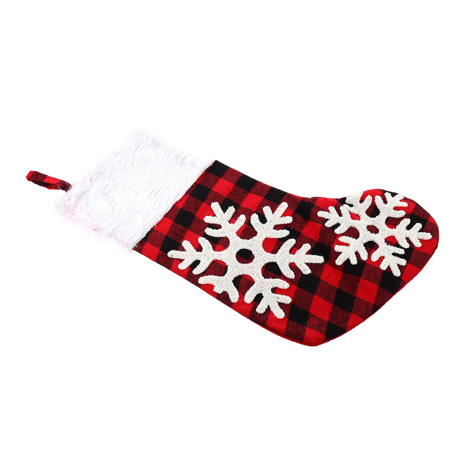 Festive Red Black Grid Christmas Stockings - Xmas Tree Decor & Gift Bags for Kids Party