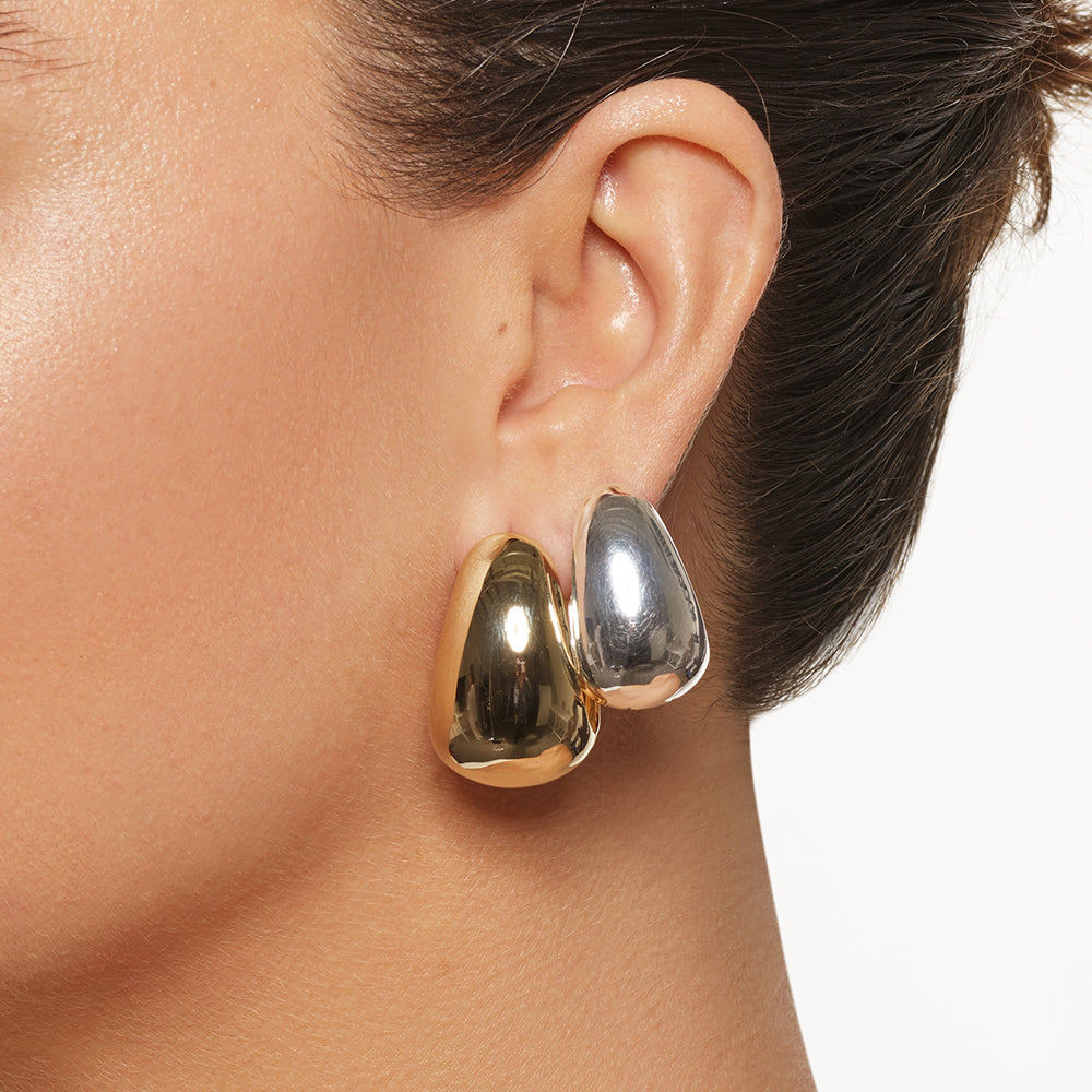 Silver Drop Dome Hoops Earrings for Women - Elegant Dangle Earrings for Party, Wedding & Everyday Wear