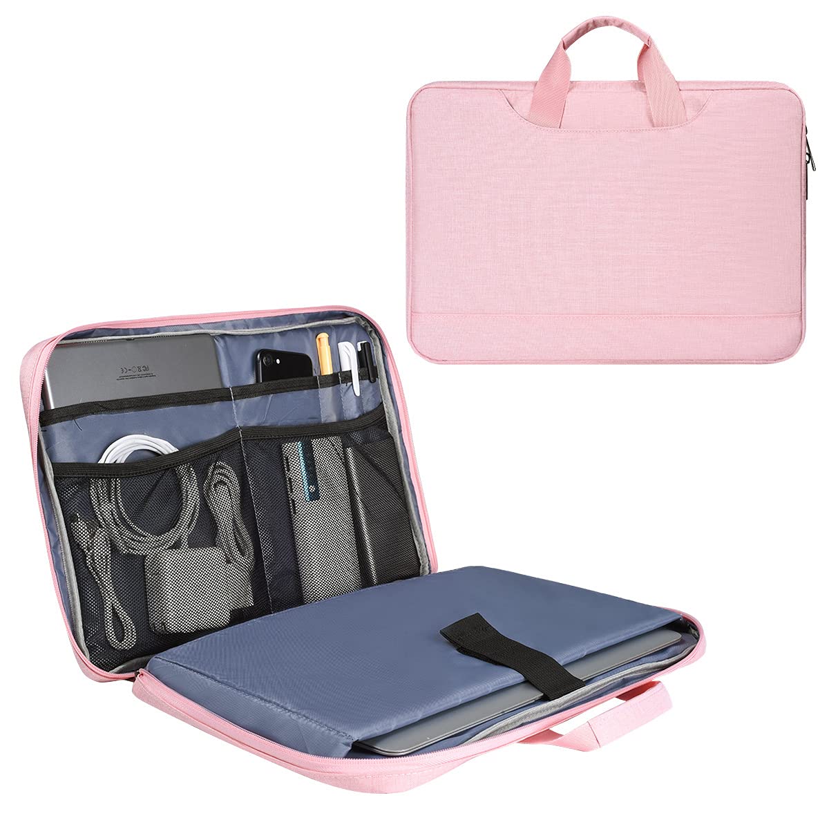11.6-12.9 Inch Laptop Sleeve for Women - TSA Approved Travel Briefcase with Organizer - Compatible with MacBook Air 13 A2337, Lenovo Chromebook Flex 3 11, Acer Spin 311, Surface Pro 7/6/5/4, HP & Dell - Pink - Perfect for Business Travel, Commuting & Daily Use