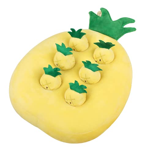 Organic Cotton Dog Carrot Plush Toy - Funny Garden Vegetable Chew Toy for Puppies & Cats | Interactive Parent-Child Training & Dental Health Snuffle Mat | Cute Kawaii Pet Gift (Pineapple Design 32x32cm) - Perfect for Playtime, Training & Stress Relief