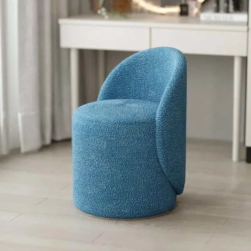Premium 360° Rotating Lambswool Fabric Stool - Soft & Durable Home Office Chair for Living Room, Bedroom, or Workspace