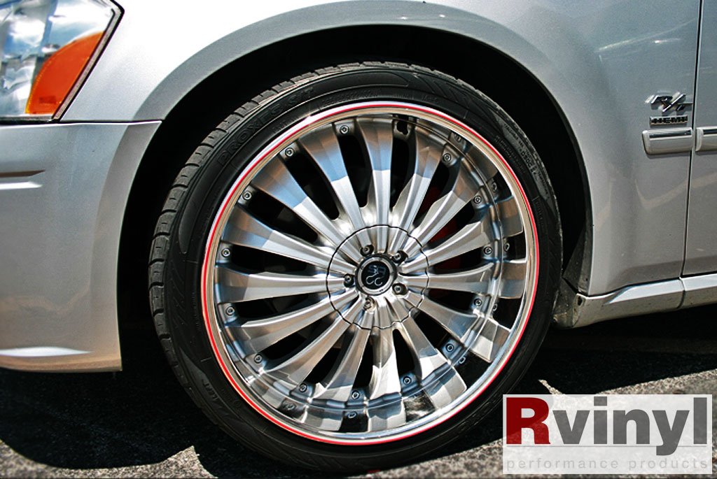 13-18 Inch Wheel Bands Rim Protector Kit - Red with Black Track Design for Car, Truck & SUV - Prevent Scratches & Enhance Style While Driving & Parking