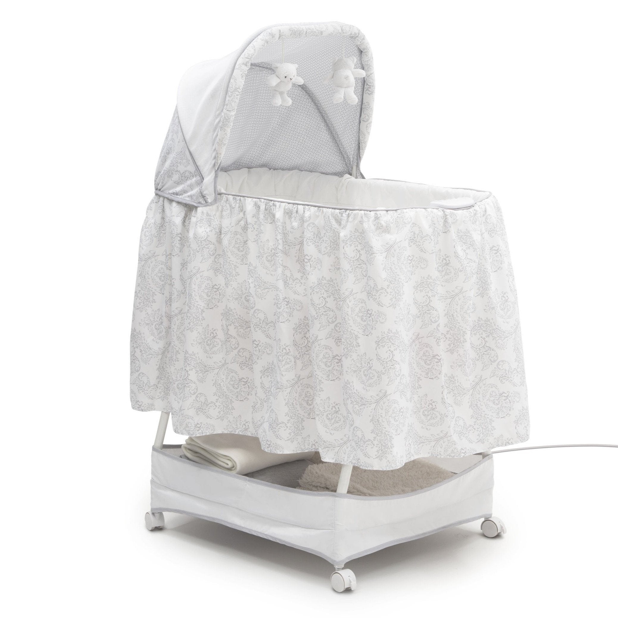 Beautyrest Classic Silent Auto Gliding Bassinet - Ultra Quiet Baby Crib with Smooth Motion for Newborns - Perfect for Nursery, Bedroom & Travel Use