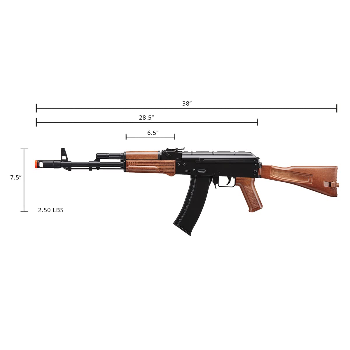 Classic AK Airsoft Foldable Stock Lightweight AK-74 AEG Rifle - Black & Wood Finish | Perfect for Tactical Training, Airsoft Battles & Military Simulation Games