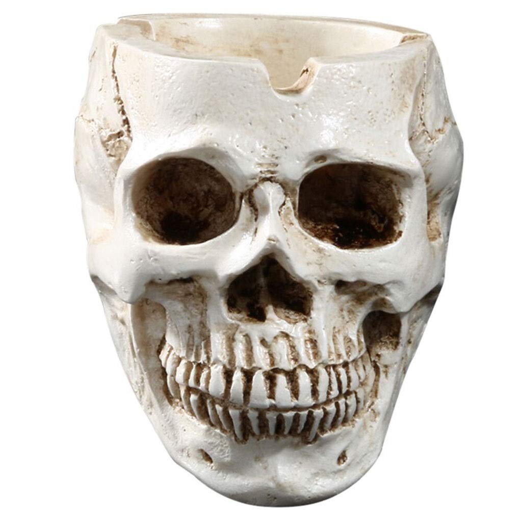 WFS Skeleton Head Resin Ashtray - Halloween Funny Desktop Ash Tray for Smoking, Unique Home Decor & Party Decoration - Perfect for Halloween Parties, Man Cave, or Gothic Decor