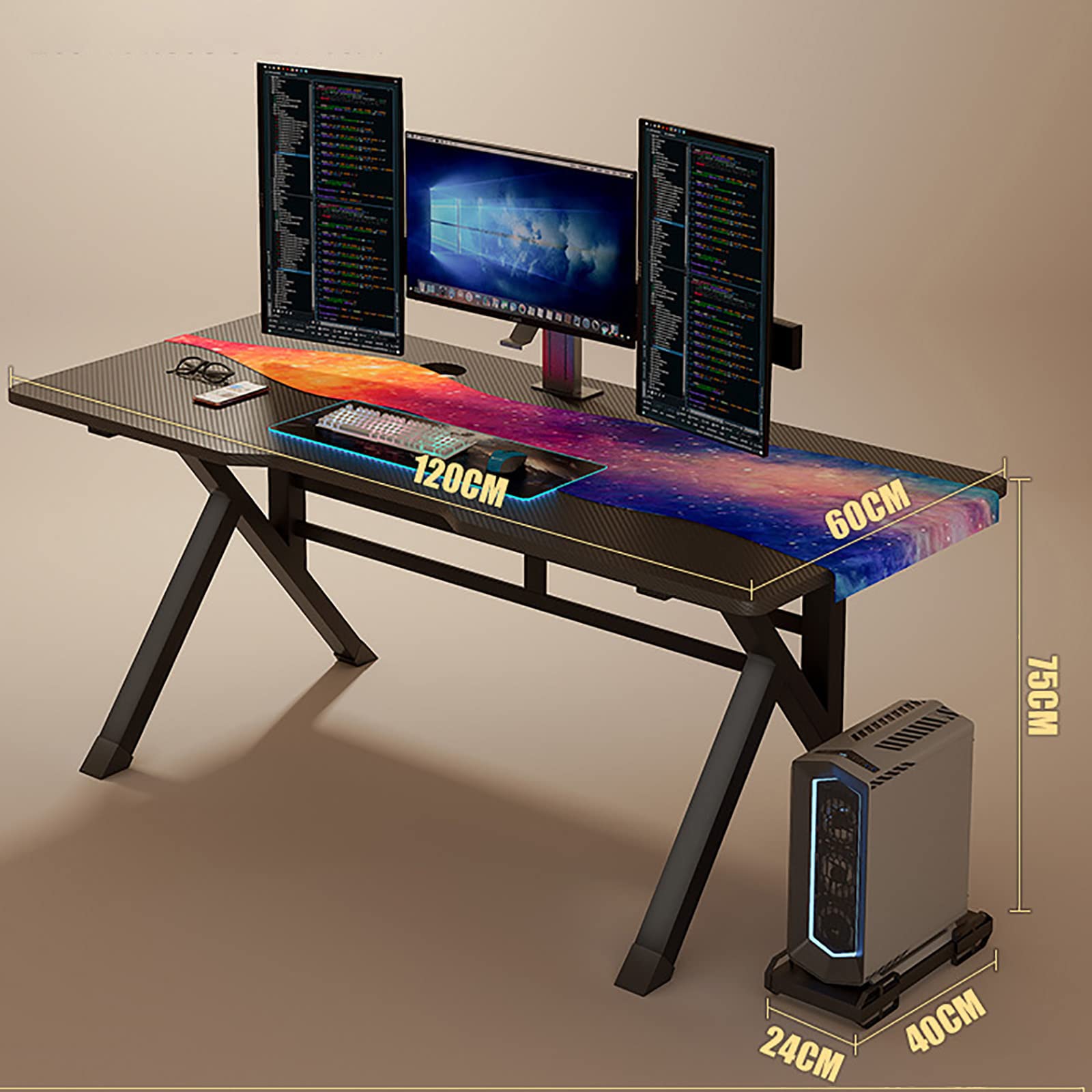 SGSDG Gaming Desk - 120cm Modern Computer Desk for Home & Office, Study Writing Workstation, Ergonomic Design for Gamers & Students - Perfect for Small Spaces & Bedrooms