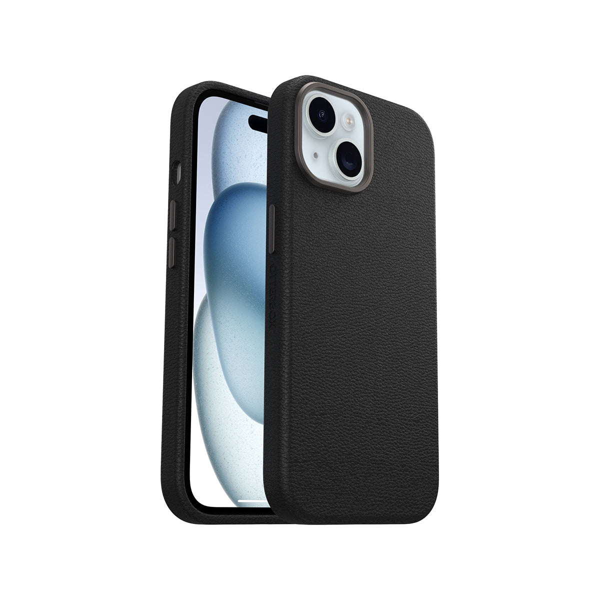 OtterBox Symmetry Cactus Leather Phone Case for iPhone 15/14/13 - Slim Protective Cover with Premium Cactus Leather, Wireless Charging Compatible (Black) | Perfect for Daily Use, Travel & Business Professionals