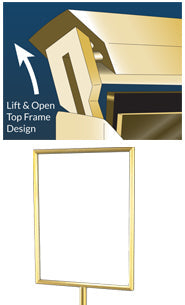 8.5x11 Deluxe Hospitality Sign Holder Floor Stand Display - Brass & 3 Other Premium Finishes | Perfect for Hotels, Restaurants & Event Signage