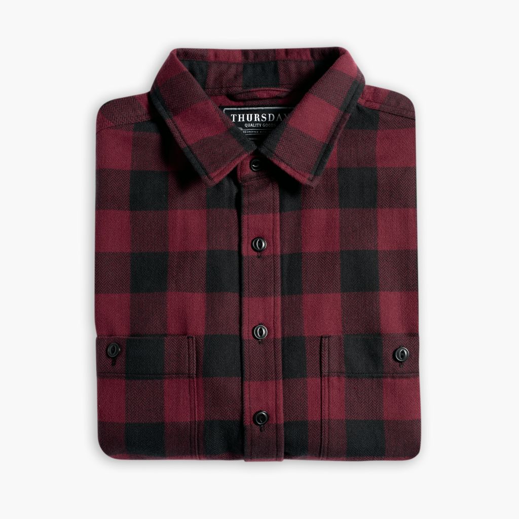 Red Buffalo Check Flannel Shirt for Men & Women - Cozy Plaid Button-Up Top for Fall & Winter - Perfect for Outdoor Camping, Hiking, and Casual Wear