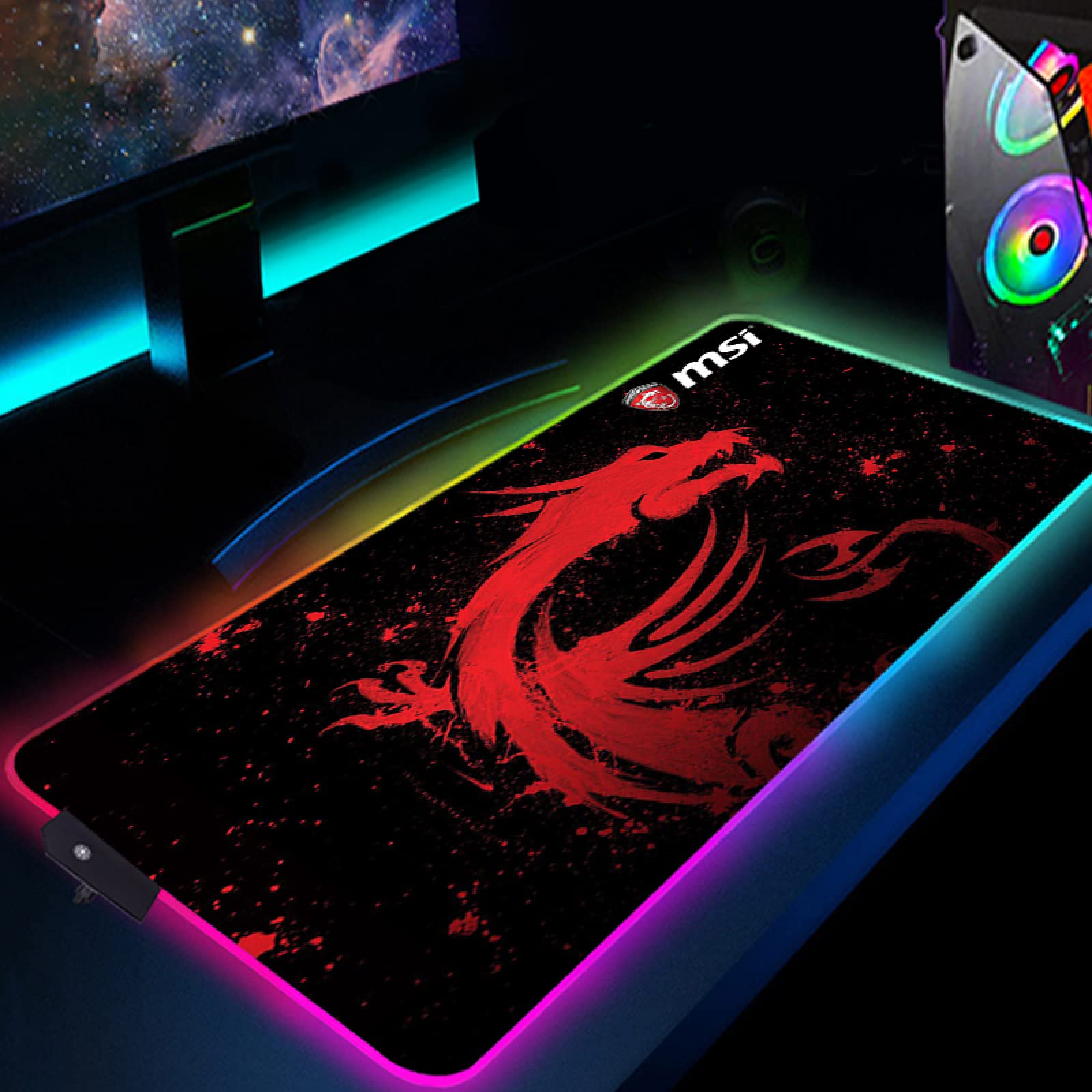 Red Dragon RGB Gaming Mouse Pad - Large 19.7x39.3