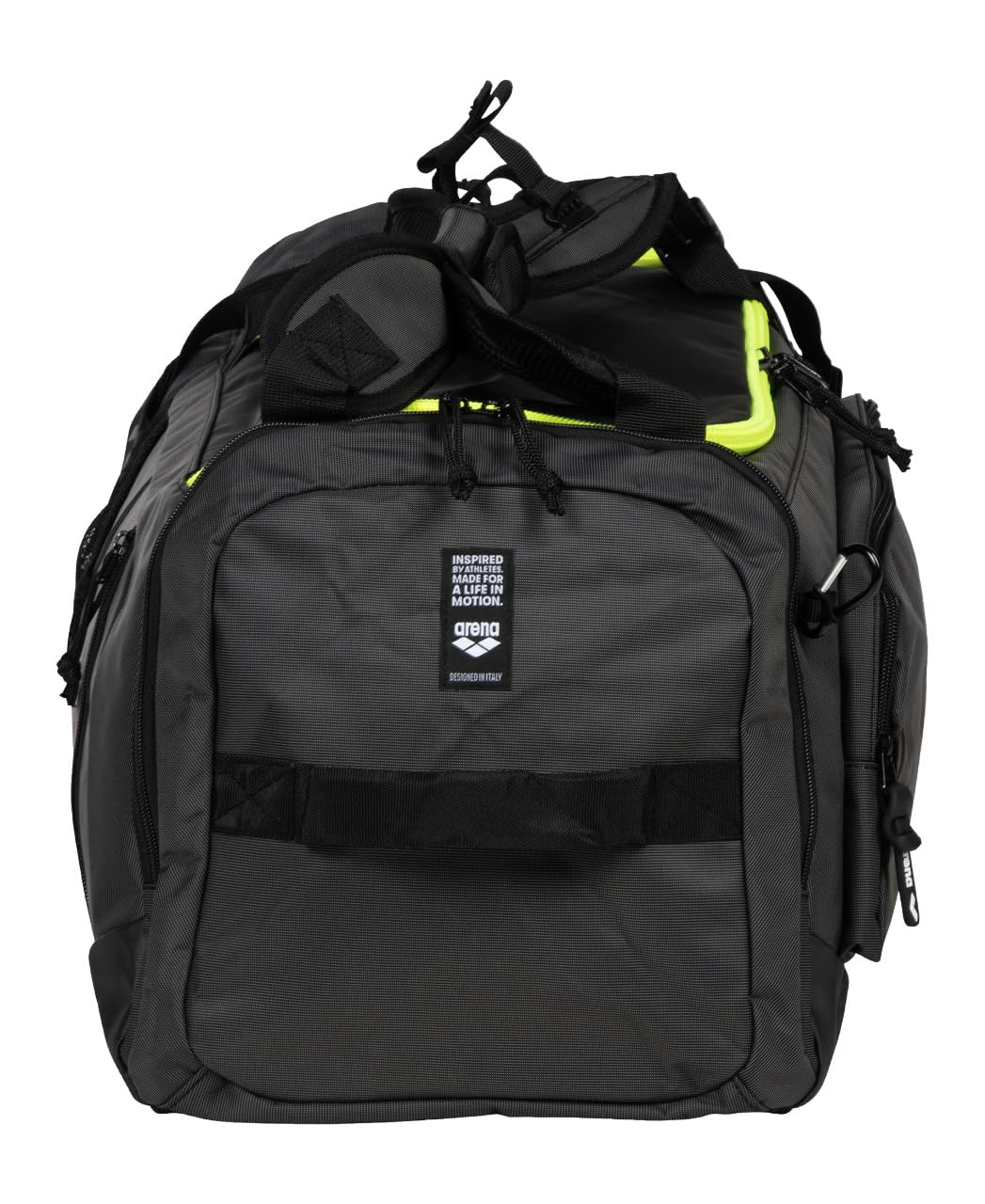 **ARENA Unisex Fast Multi-Functional Backpack - Duffle & Shoulder Bag for Gym, Sports, Travel - 55L Dark Smoke/Neon Yellow - Perfect for Athletes, Workout, Weekend Trips & Overnight Stays**