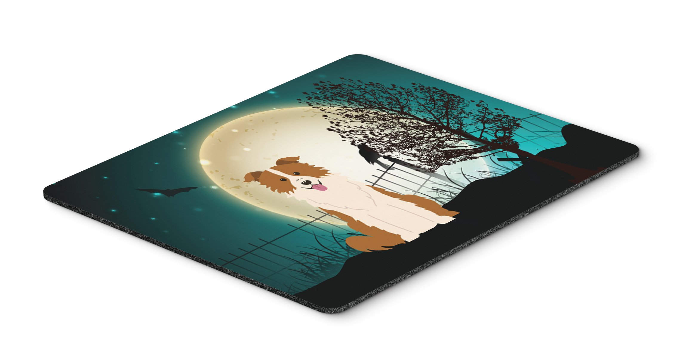 Halloween Scary Border Collie Mouse Pad - Large Washable Non-Slip Desk Mat for Home Office, Gaming & Computer Work | Red & White Design | Perfect for Halloween Decor & Workspace Setup