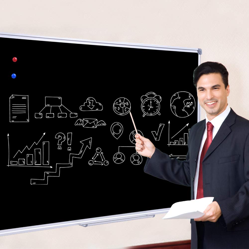 36 x 48 Inch Large Magnetic Chalkboard for Classroom & Home - Hanging Blackboard with Aluminum Frame & Marker Tray - Perfect for Teaching, Learning, Office Notes & Kids Drawing