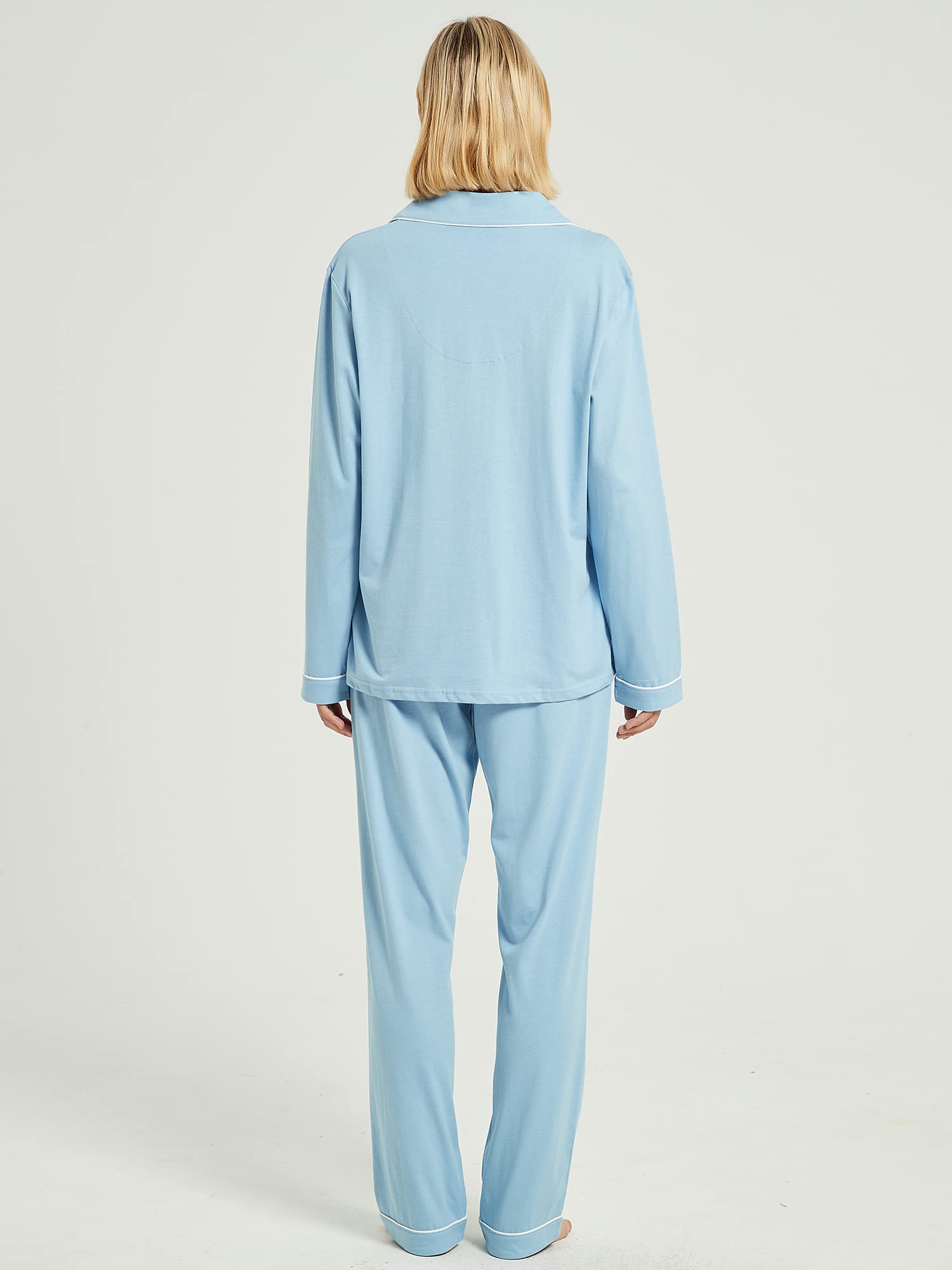 Women's 100% Cotton Pajama Set - Soft Long Sleeve Sleepwear for Lounge & Nightwear