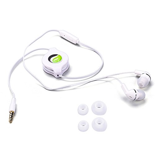 Premium Retractable Wired Earbuds with Mic - Noise Isolating In-Ear Headphones for Samsung Galaxy Tab E/S2/S4 & Nook 7.0/8.0/9.6/10.1 - Perfect for Workouts, Commuting & Online Classes