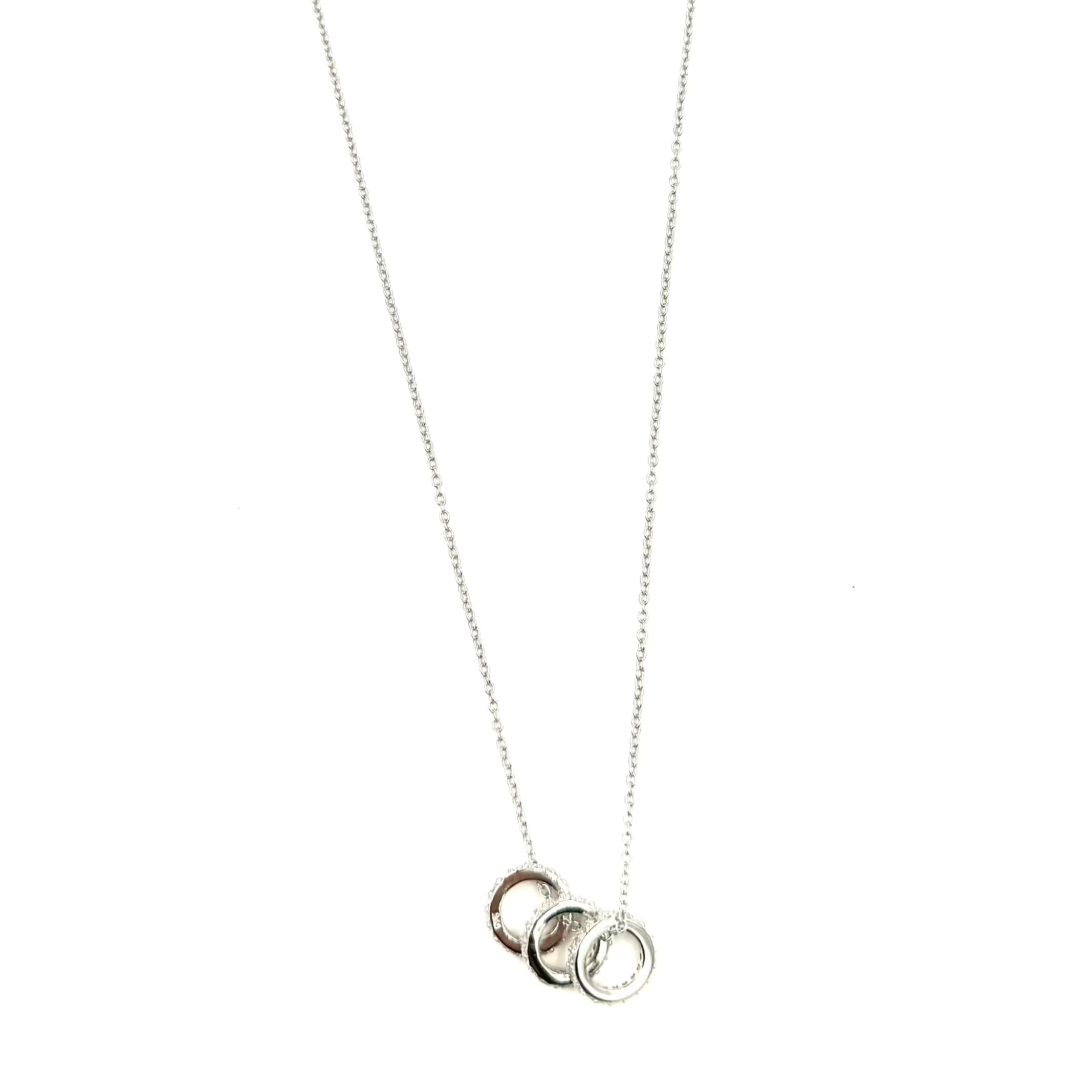 Ashley Gold Sterling Silver 3 Open Ring CZ Necklace - Elegant Cubic Zirconia Jewelry for Women | Perfect for Parties, Weddings & Special Occasions