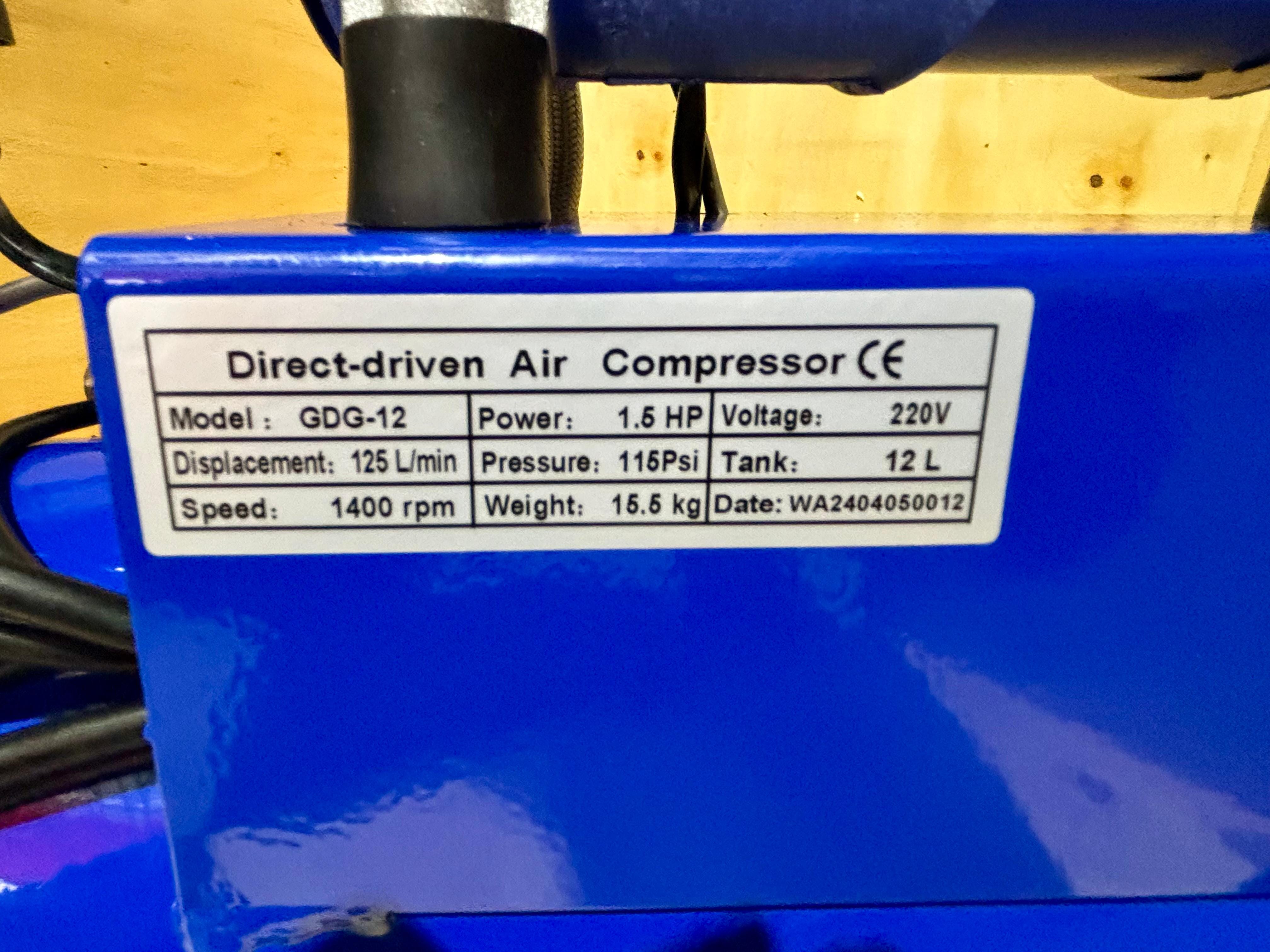 1.5HP 12L Oil-Free Silent Air Compressor by Aiko | Model GDG12 - Perfect for Home DIY, Woodworking, and Inflating Tires