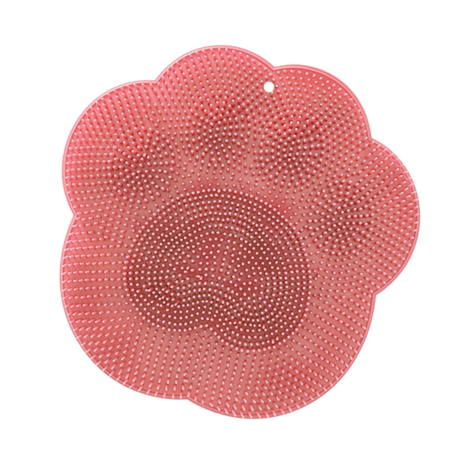Pink Shower Foot Scrubber Mat with Back Massage Brush - Large Exfoliating Bath Tool for Improved Foot Circulation - Perfect for Relaxing Spa Days & Deep Cleaning in Shower or Bathtub