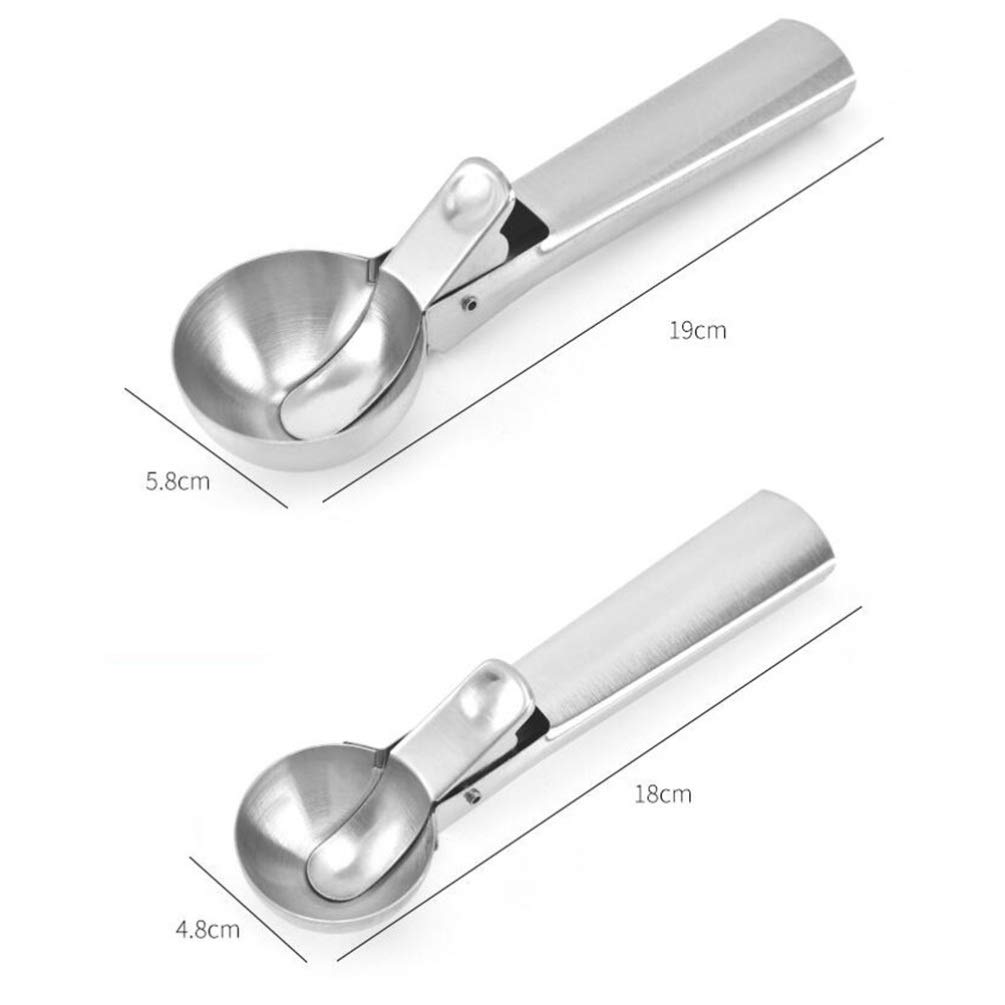 2-Pack Stainless Steel Ice Cream Scoop - Durable Fruit & Ice Ball Scooper for Home Kitchen, Dessert Serving, and Party Tableware - Perfect for Ice Cream, Sorbet, Melon Balls & Cocktail Garnishes