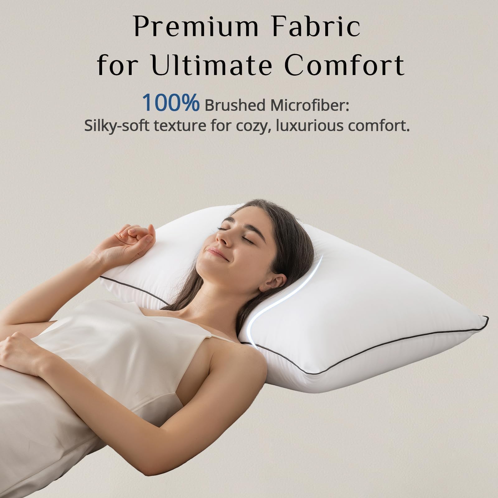 JOLLYVOGUE 4-Pack Standard Size Cooling Pillows - Ultra Soft Down Alternative Fill for Side, Back & Stomach Sleepers | Hotel Quality Bed Pillows Set | Perfect for Home, Guest Room & Travel Use