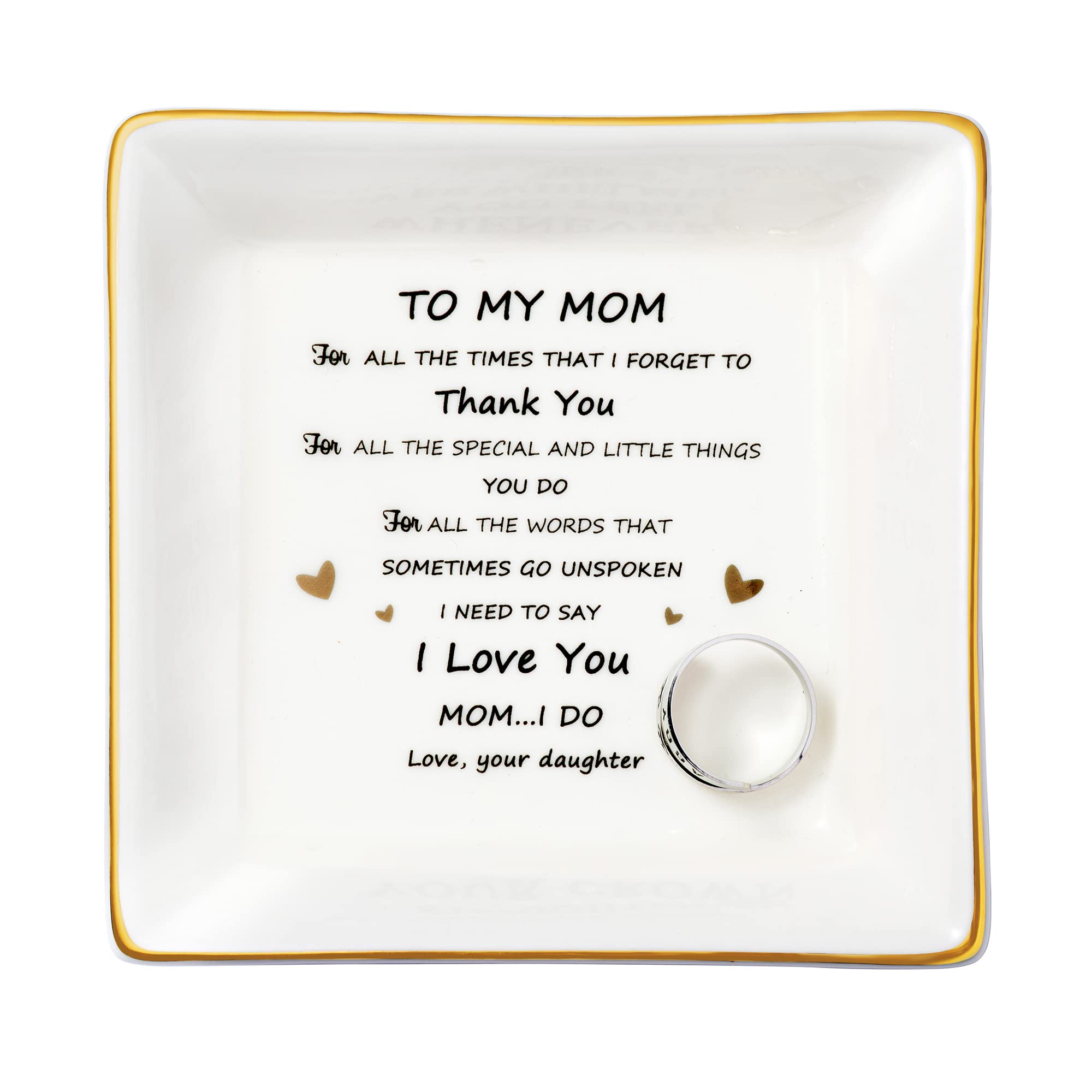 Mom's Jewelry Ring Holder Dish - Birthday Gift for Women - Mother's Day & Thanksgiving