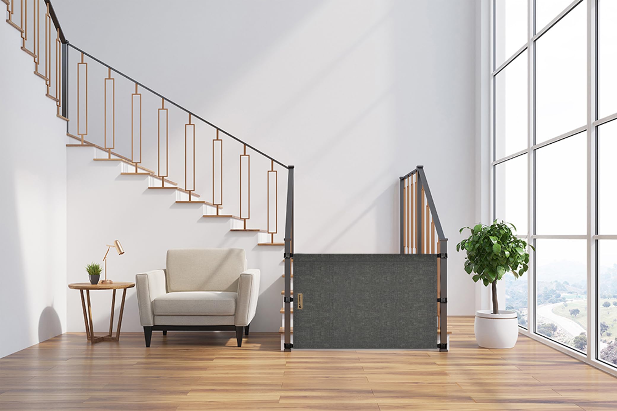No-Drill Baby & Pet Safety Gate for Stairs - Adjustable Portable Banister to Banister Barrier for Home Childproofing | Perfect for Staircases, Doorways & Hallways
