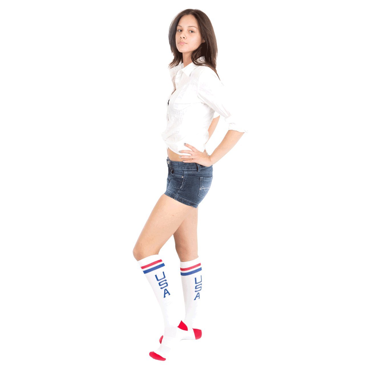 Chrissy's Socks for Women - Comfortable Cotton Crew Socks (Size 7-11) in White, Red & Royal Blue - Perfect for Workout, Running & Casual Wear