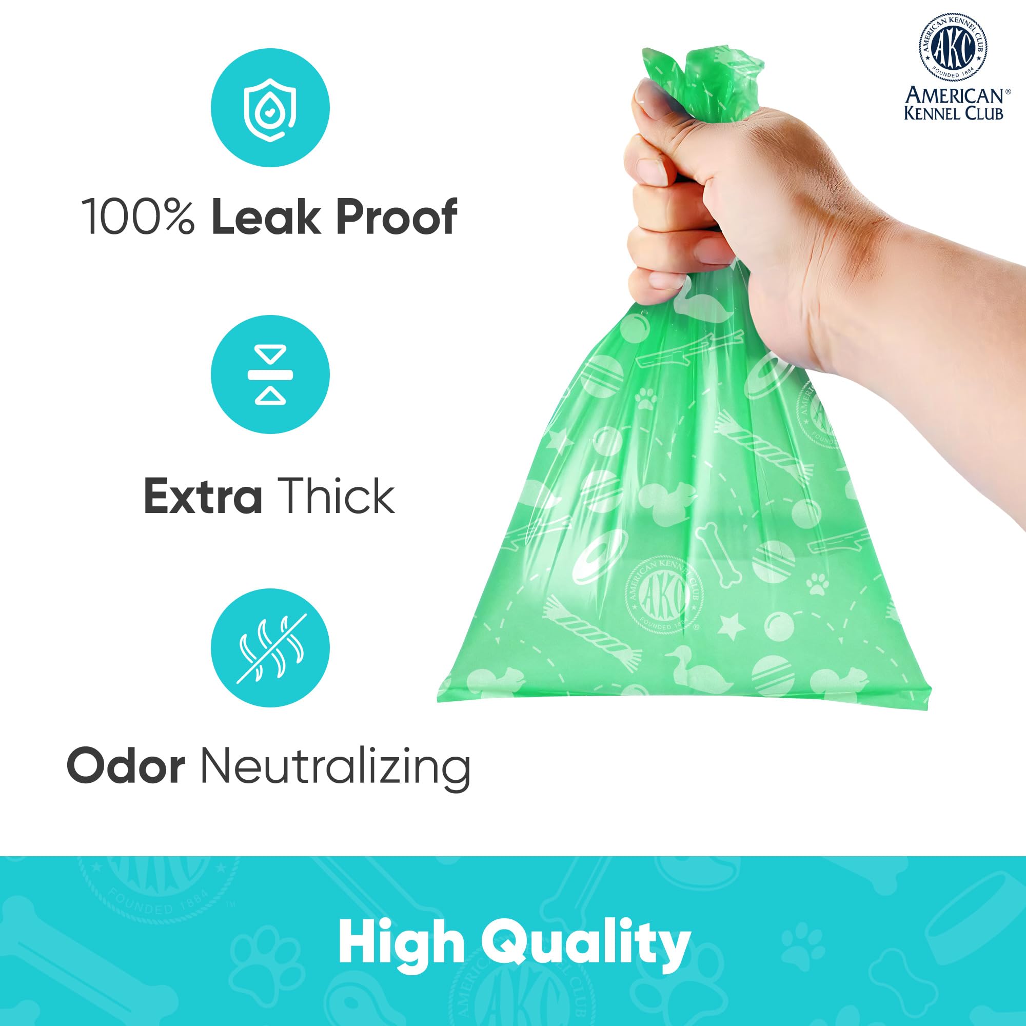 **AKC Dog Poop Bags - 240 Count Leak Proof Pet Waste Bags with Lavender Scent - 16 Refill Rolls (Toy Print) - Perfect for Walks, Travel & Outdoor Cleanup**