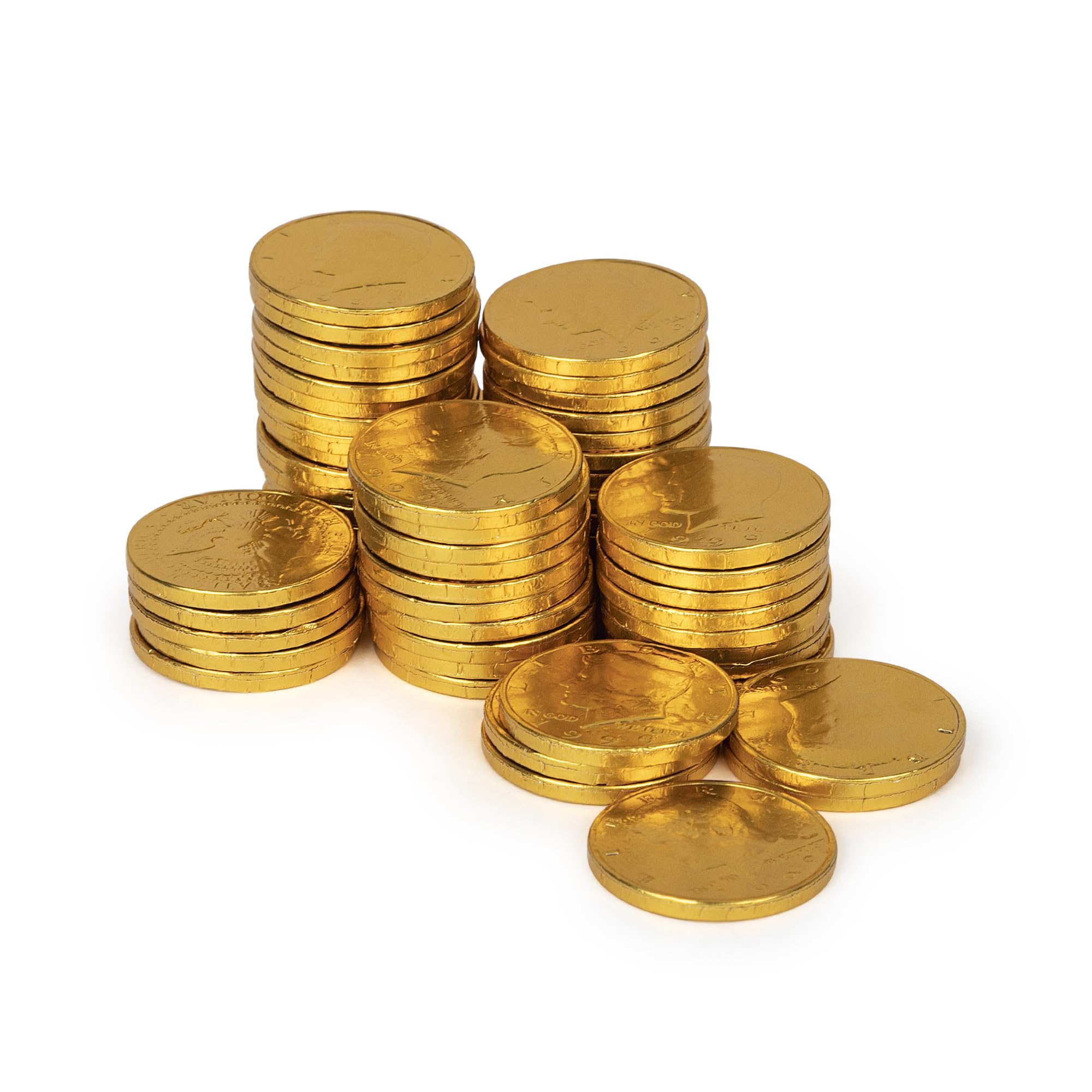 The Snackery Large Kennedy Half Dollar Gold Foil Chocolate Coins - 180 Individually Wrapped Milk Chocolate Coins (2 lb) - Perfect for Parties, Favors, Treasure Hunts & Holiday Gifts