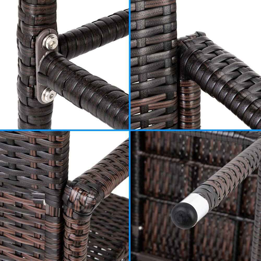 2 Pack Outdoor Wicker Bar Stools - All Weather Rattan Patio Chairs with Footrest & Armrest for Garden, Backyard, Lawn - Perfect for Poolside, Deck, or Outdoor Dining Areas
