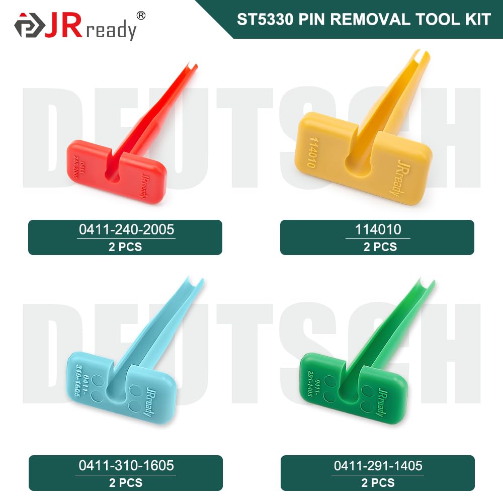 JRready ST5330 Deutsch Pin Removal Tool Kit - 12#16#20# Solid/Stamped Contacts for 12-22 AWG Wires | Plastic Terminal Release Tool for Deutsch DT/DTM/DTP/DTV/HD Series Connectors | 6-Piece Set for Automotive, Marine & Industrial Electrical Repairs