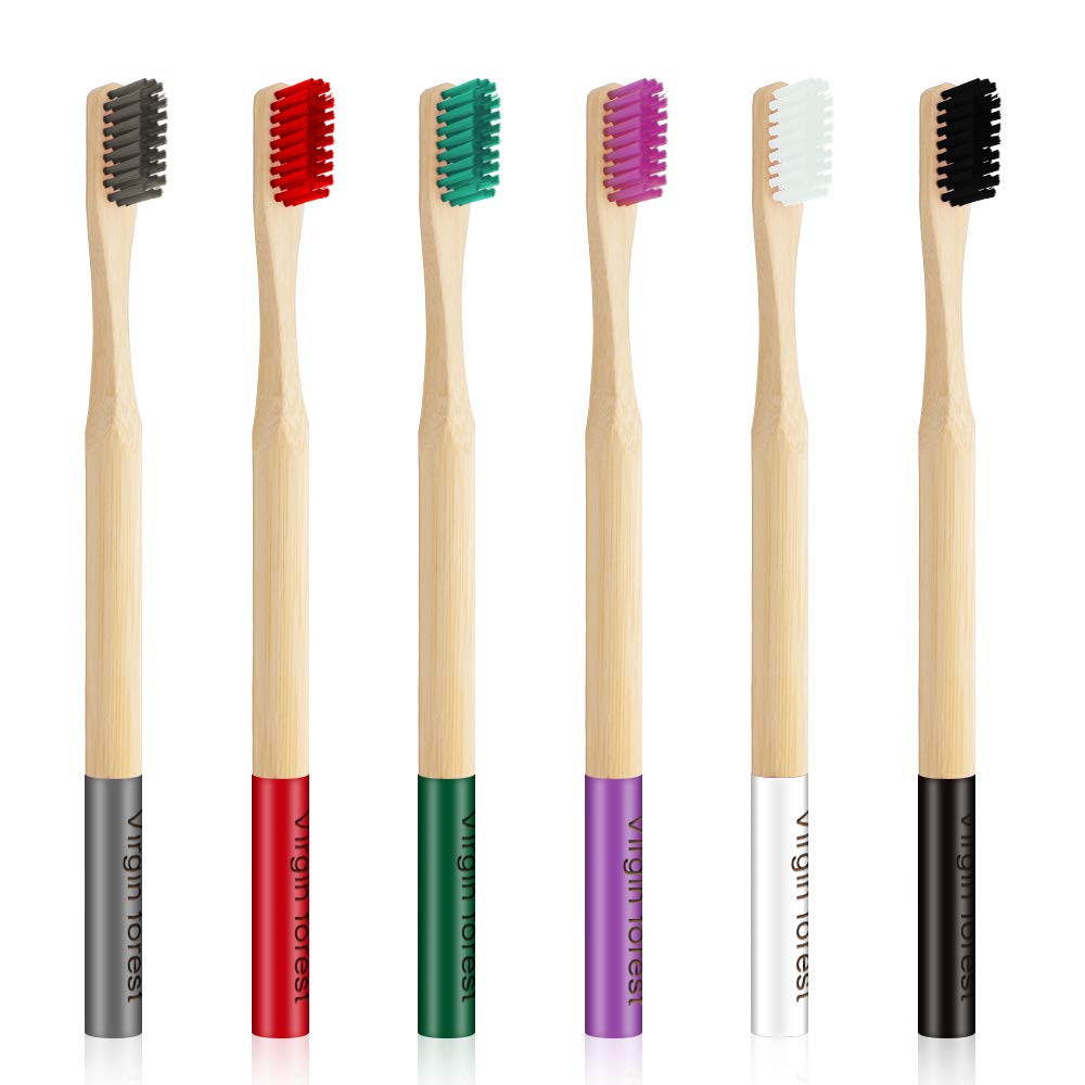 Eco-Friendly Bamboo Toothbrushes 6-Pack | Biodegradable, BPA-Free, Natural Wooden Toothbrushes for Sensitive Gums | Sustainable Travel & Daily Oral Care Essentials