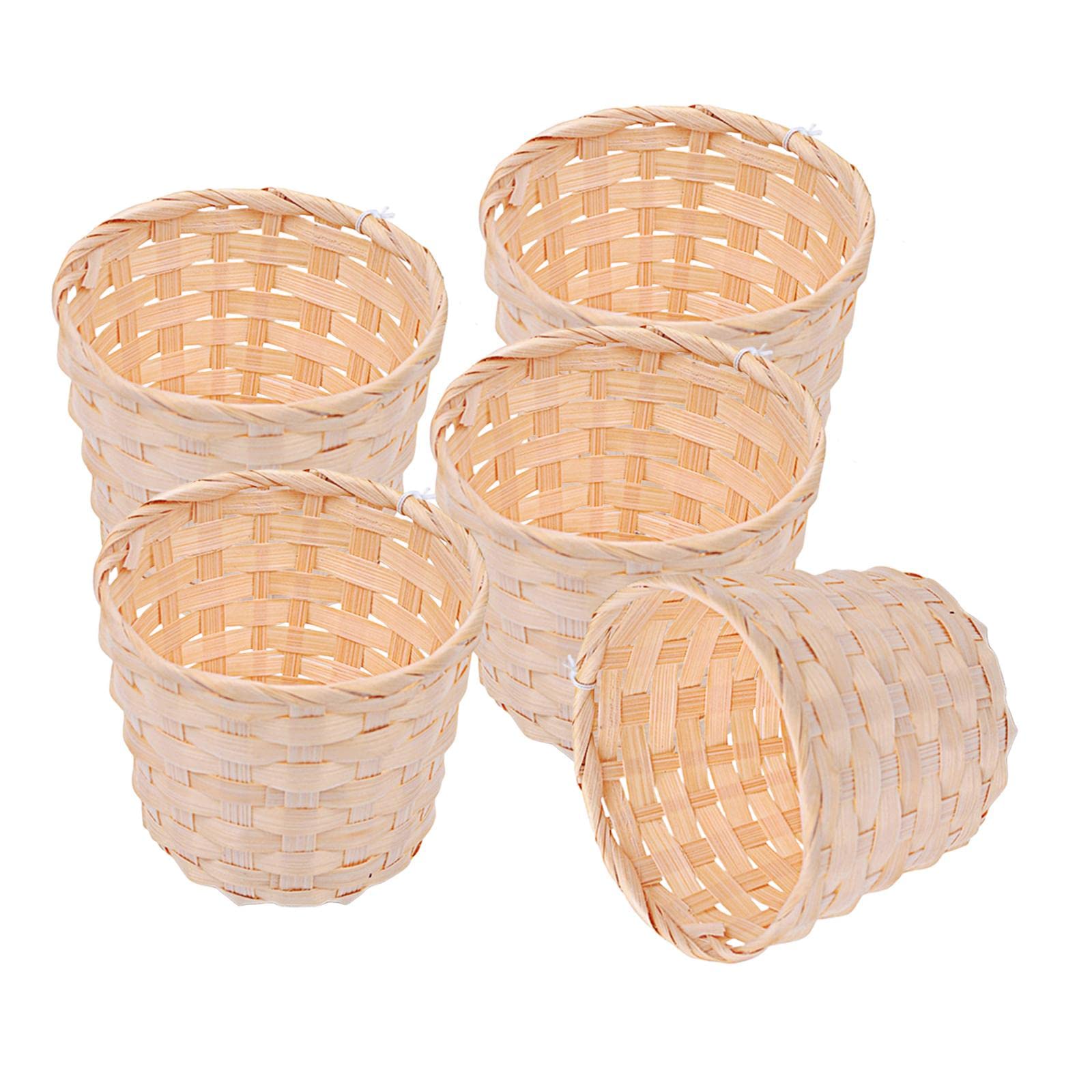 Natural Bamboo Weaving Basket - Durable Storage Organizer for Candies, Snacks & Sundries | Handcrafted Desktop Decorative Bin for Home, Office, Wedding | Perfect for Kitchen Counter, Bathroom Essentials & Craft Supplies Storage