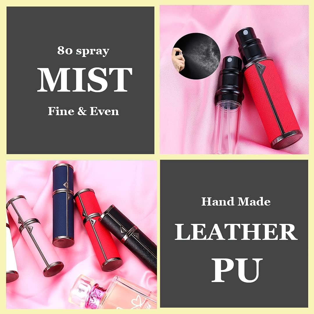 Refillable Travel Perfume Bottle 5ml - Genuine Leather Leakproof Mini Cologne Sprayer for Women & Men - Portable Pocket Size Perfume Atomizer for Cruise, Car Trips, Purse & Gifts (White) | Perfect for Daily Use, Travel Essentials & On-the-Go Fragrance Touch-ups