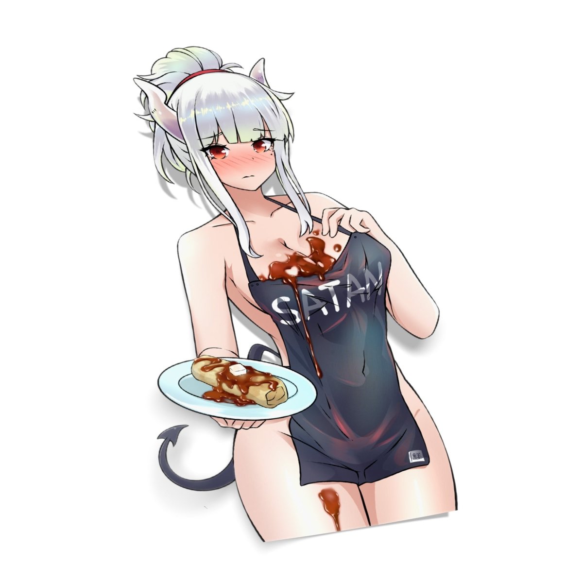 Naked Apron Lucifer Sticker - Unique Vinyl Decal for Laptops, Cars & DIY Crafts - Perfect for Gothic Decor, Halloween & Dark Humor Fans
