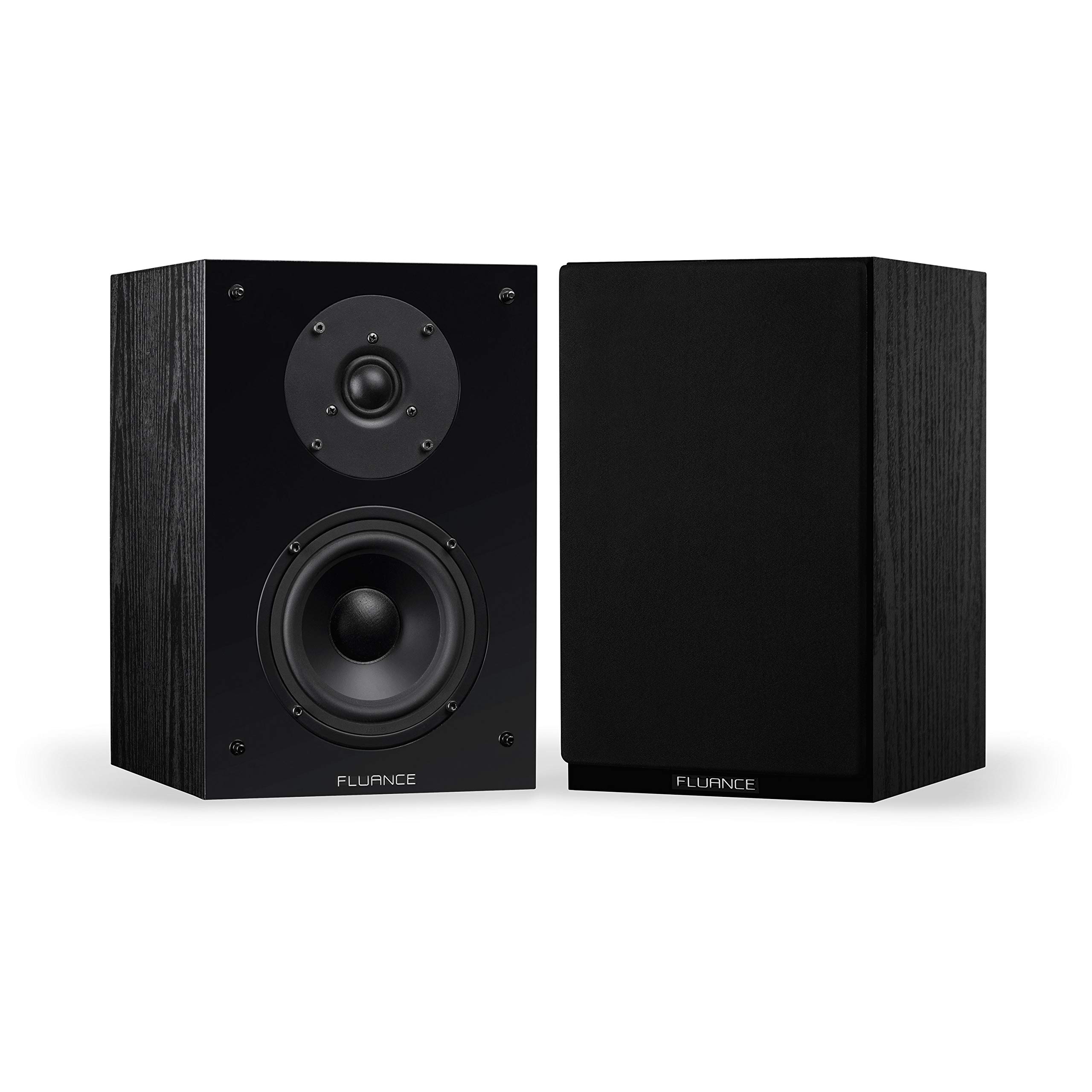 Fluance Elite High Definition 5.0 Channel Home Theater Speaker System with 2-Way Bookshelf, Center Channel, and Rear Surround Speakers - Black Ash (SX50BC) for Immersive Movie Nights and Gaming