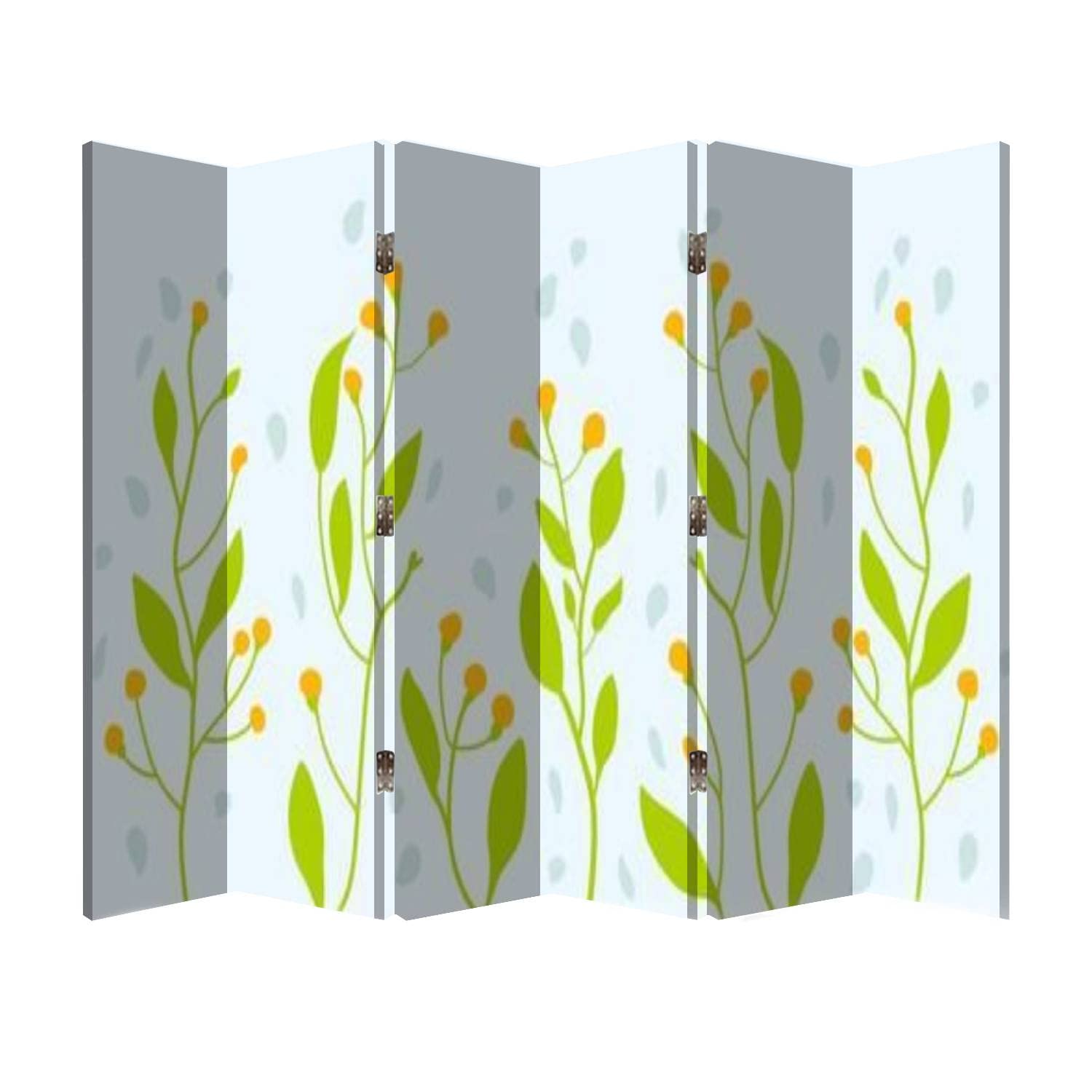 6 Panel Wooden Folding Room Divider - Tropical Jungle Floral Canvas Privacy Screen for Office, Bedroom & Living Room | Decorative Partition Wall with Flower & Leaf Branch Design | Perfect for Home Decor, Space Division & Privacy Protection