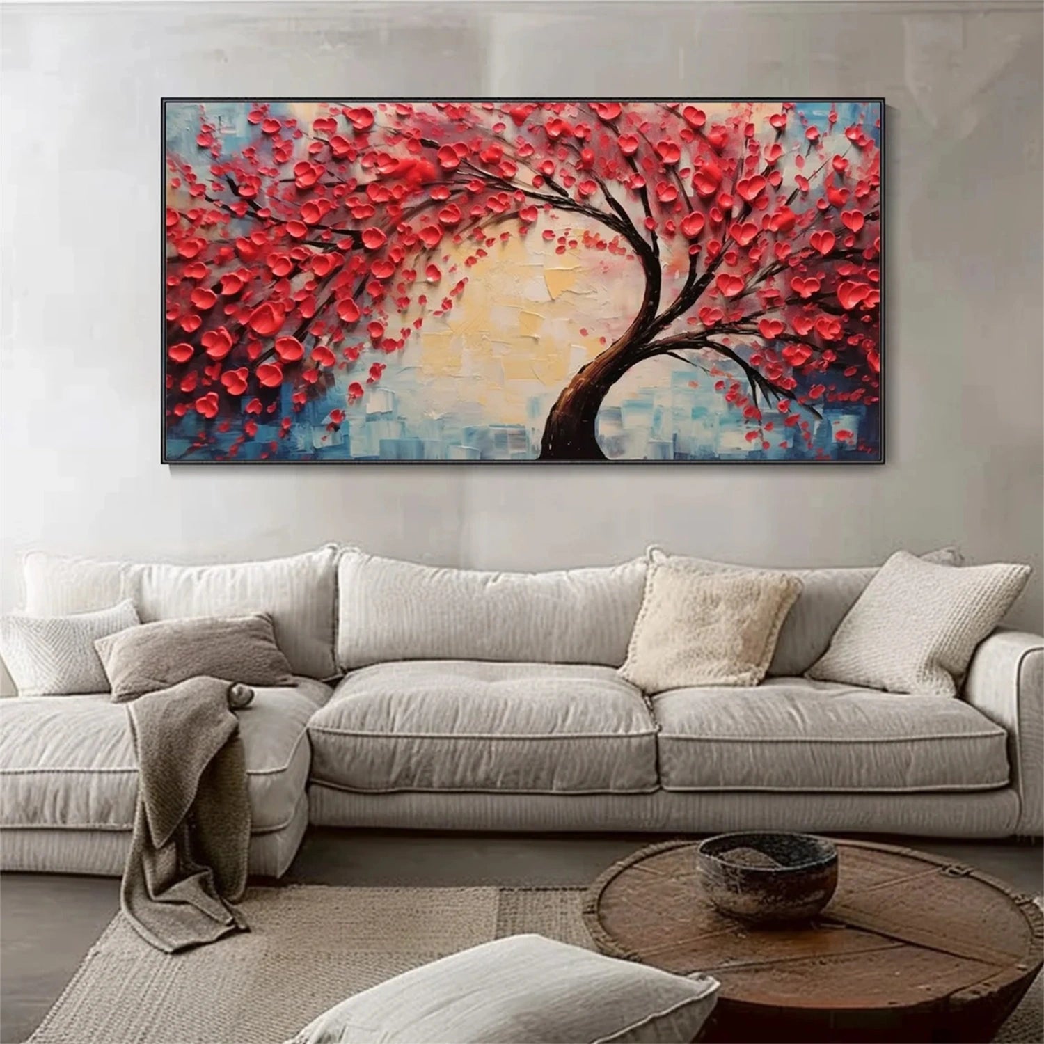 Flower and Tree Painting #FT115 - Handmade Canvas Wall Art for Home & Office Decor - Perfect for Living Room, Bedroom, or Gift