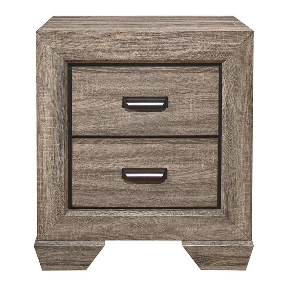Homelegance Beechnut Contemporary Rustic 2-Drawer Nightstand in Light Elm & Black - Perfect for Bedroom, Guest Room, or Small Space Storage
