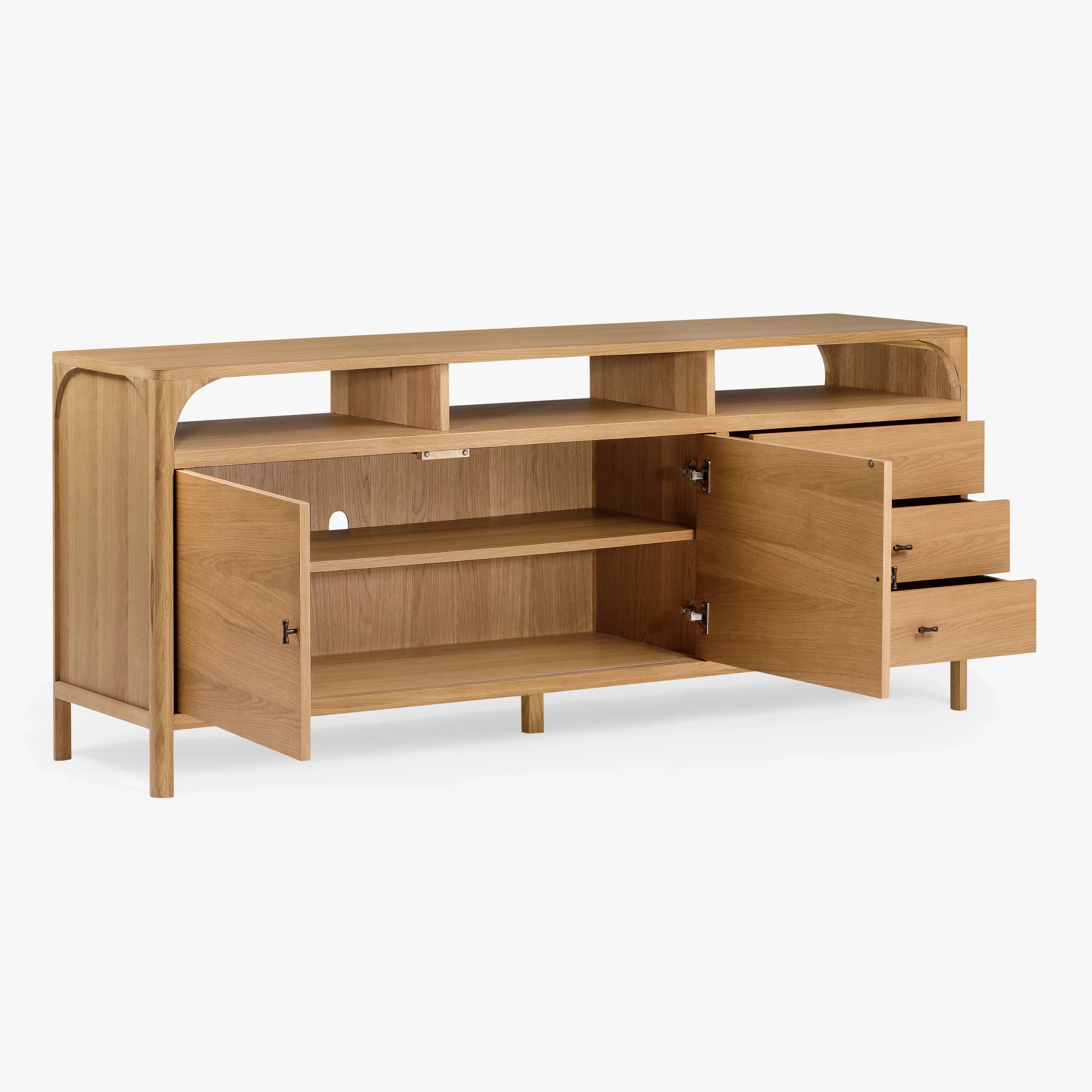 Modern Cali Oak Sideboard Buffet Cabinet - Natural Wood Finish for Dining Room, Living Room & Entryway Storage